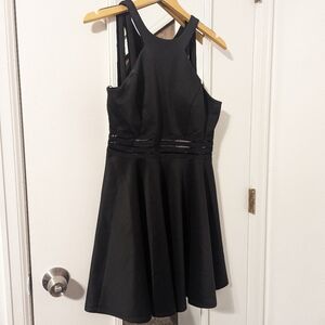 Black midi dress with illusion Waist, Size 13